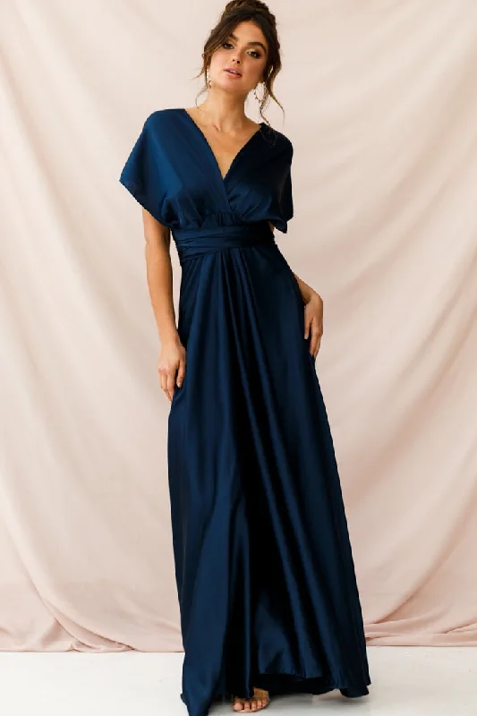 Ariana Multiway Mid Sleeve Maxi Dress Navy