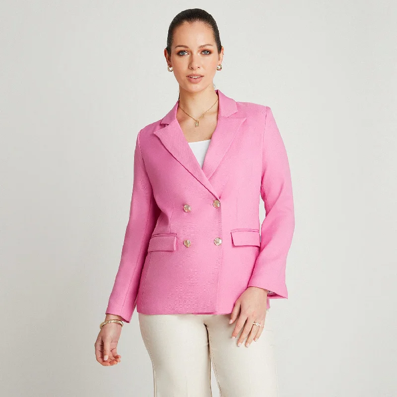 Blazer Rosado Manga Larga Cuello Solapa