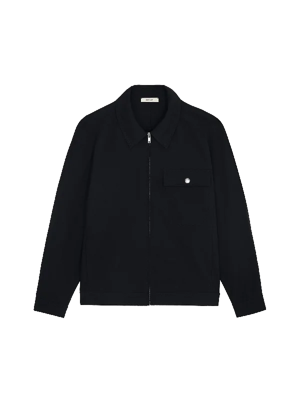 Mens DNA Cotton Linen Harrington Jacket—black