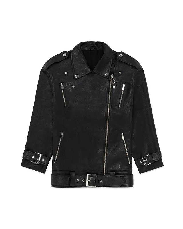 Oversized Faux Leather Moto Jacket