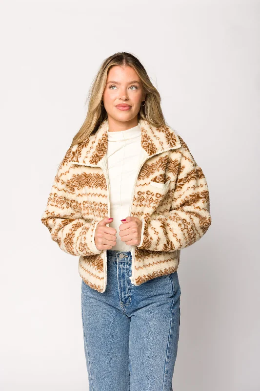 Sylvie Printed Fleece Jacket in Cream