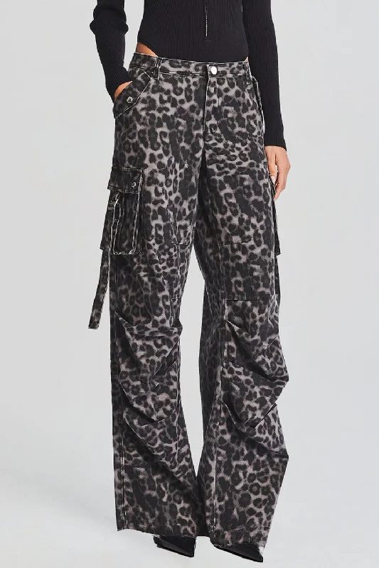 Alaysia Leopard Printed Cargo Jeans