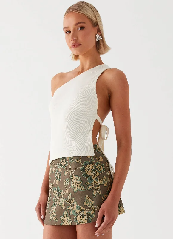 Tonnie Floral Mini Skirt - Brown Floral