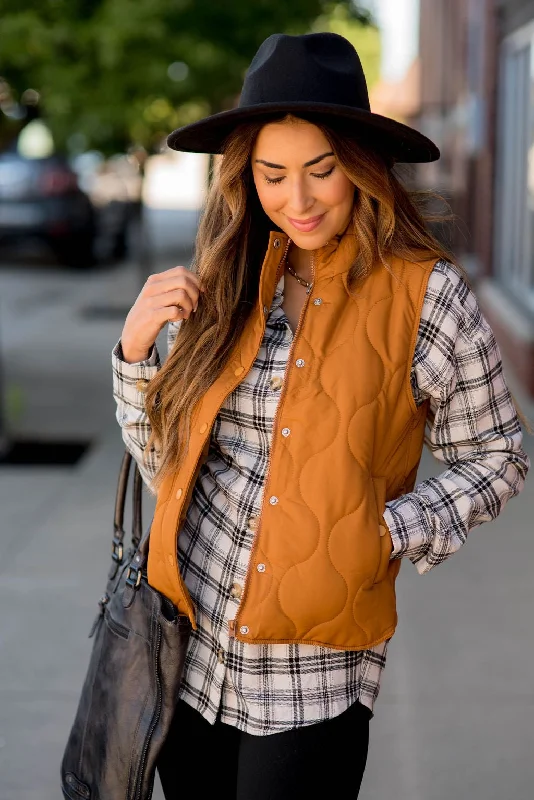 Stitched Accents Button Vest