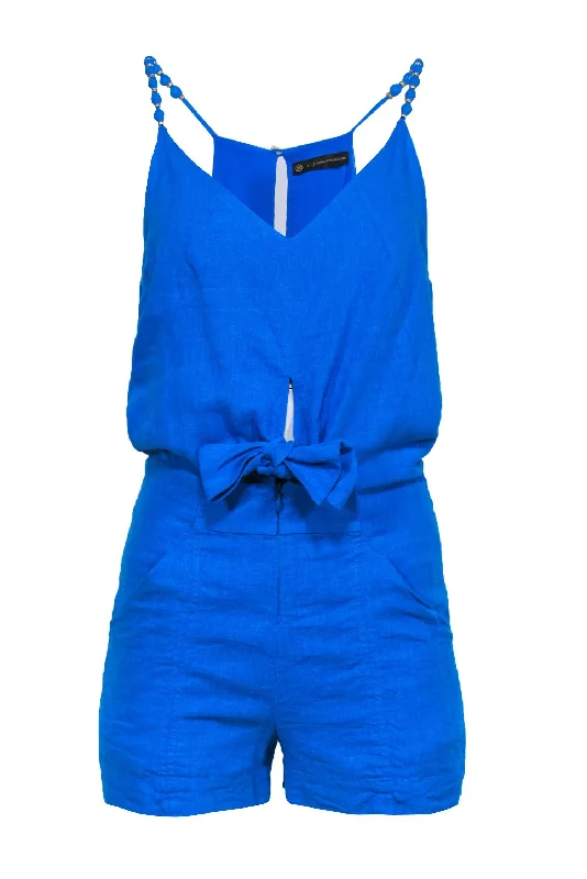 ViX Paula Hermanny - Bright Blue Sleeveless Tied Romper w/ Bauble Straps Sz M